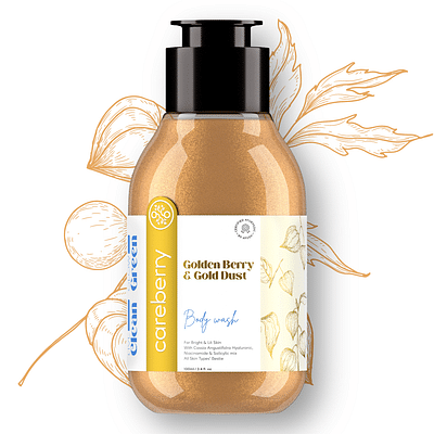 Careberry Golden Berry & Gold Dust Brightening Body Wash, For Bright & Lit Skin, Ayush Certified Ayurvedic, Sulphate & Paraben Free, Silicone & PEG Free 100ml image