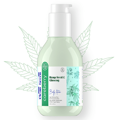 Careberry Hemp Seed Oil & Ginseng Calming Body Lotion, Non Greasy, Non Sticky, Ayush Certified Ayurvedic, Silicone's & Mineral Oil Free 200ml image