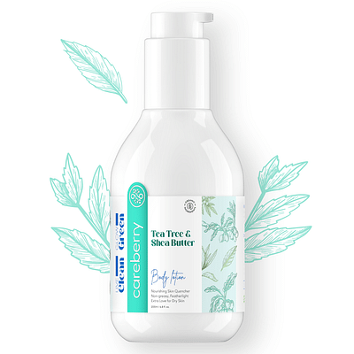 Careberry Tea Tree Oil & Shea Butter Nourishing Body Lotion, For Extra Dry Skin, Ayush Certified Ayurvedic, 200ml image