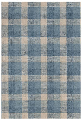 Carpet Blue Wool Tartan Hand-Tufted image