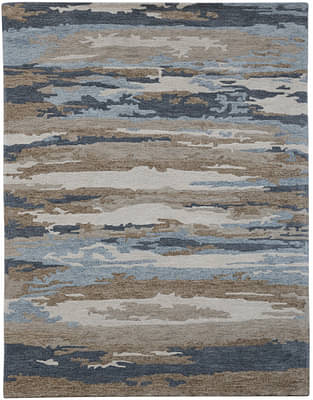 Carpet Tan/Gray Woolviscose Abstract Hand-Tufted -Water Blue image