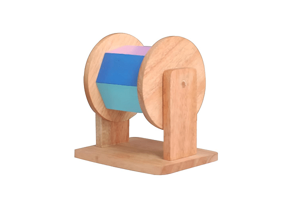 Channapatna Toys Wooden Rainbow Montessori Spinner Drum Toy With Rattle Sound For Babies (6+ Months) | Sensory & Fine Motor Skills | Encourages Curiosity & Movement image