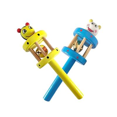 Channapatna Toys Wooden Rattle Toys For Baby, Infants, New Born Babies (0+ Years) - Cage Rattle - Multicolor image