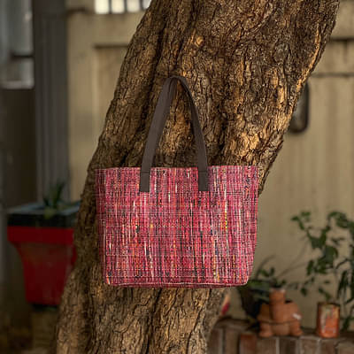Charcha Handloom Tote Bag | Upcycled Paper Textile | Natural Dye image