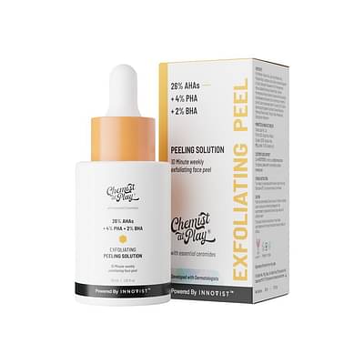 Chemist At Play 26% Aha 2% Bha 4% Pha Peeling Solution | Chemical Exfoliator For Face | Glycolic Acid (Aha), Salicylic Acid (Bha), Lactobinoic Acid (Pha) | Tan Off 10-Minute Aha Bha Pha Peel | Derma Tested | 30 Ml image