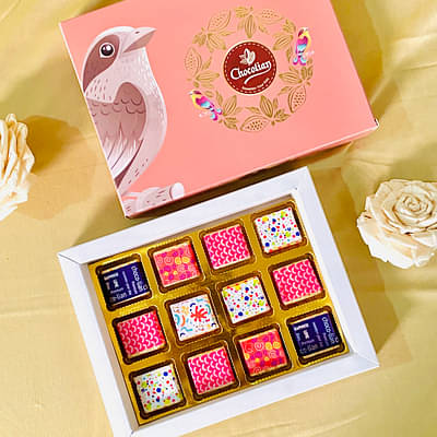 Chocolian Twelve Treats of Joy | Chocolate Gift Hamper | Diwali Gift | Assorted Chocolate Bites (12 pcs) image