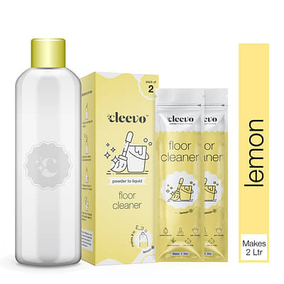 Cleevo powder to liquid floor cleaner with bottle|2L|1Pouch=1L|Zesty Lemon (2 x 1 L) image
