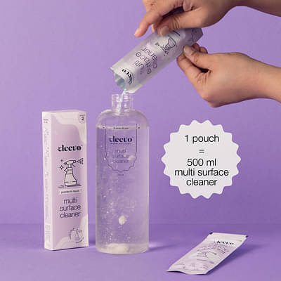 Cleevo powder to liquid multi surface cleaner with spray bottle |1L| 1Pouch=500ml | (1 L) image