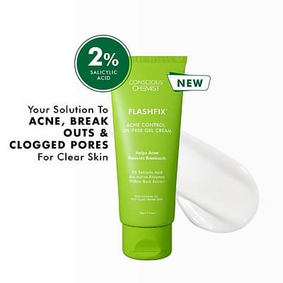 Conscious Chemist  Flashfix 2% Salicylic Acid Face Cream For Anti-Bacterial, Acne Treatment & Breakouts (50G) image