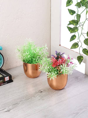 Copper Plating Table Top Planter Set Of 2 image