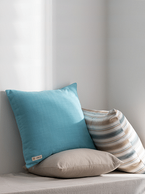 Copper-Red Corsica Powder Blue Cotton Cushion Cover image