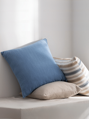 Copper-Red Provence Pastel Blue Cotton Cushion Cover image