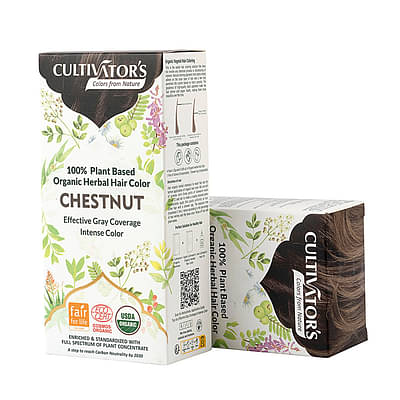 Cultivator'S Organic Hair Colour - (Chestnut) - Organic Herbal Hair Colour For Women And Men - Ammonia Free Hair Colour Powder - Natural Hair Colour Without Chemical- 100G image