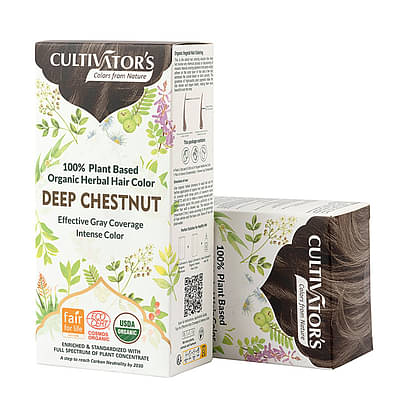 Cultivator'S Organic Hair Colour - (Deep Chestnut) - Organic Herbal Hair Colour For Women And Men - Ammonia Free Hair Colour Powder - Natural Hair Colour Without Chemical- 100G image