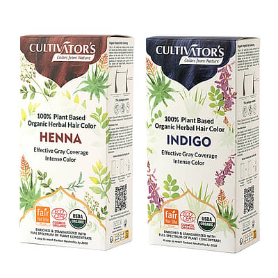 Cultivator'S Organic Hair Colour Kit -Henna And Indigo Powder Combo- Organic Herbal Hair Colour Kit For Women And Men - Ammonia Free Hair Colour Powder - Natural Hair Colour Kit Without Chemical -100G+100G image