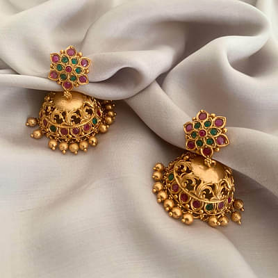 Dahlia Antique Jhumka Earrings image