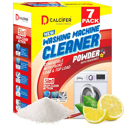 Dcalcifer Washing Machine Cleaner Descaler Powder Descaling Appliance Quick Drum Descale Deep Cleaning For Semi And Fully Automatic Front And Top Load Tub Clean 7 Pouches | 350G Pack Of 1 image