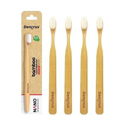 Dencrus Nano Wooden Toothbrush | 100% Natural, Biodegradable & Eco-Friendly - Pack Of 4 image