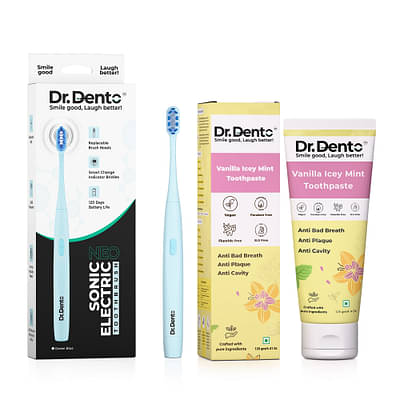 Dr.Dento Neo Series Sonic Electric Toothbrush With Vanilla Icey Mint Toothpaste- 125Gm image