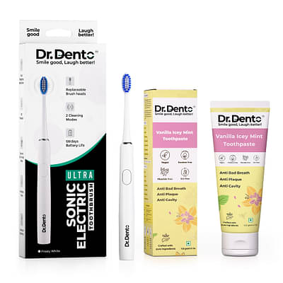 Dr.Dento Ultra Series Electric Toothbrush With Vanilla Icey Mint Toothpaste- 125 Gm image