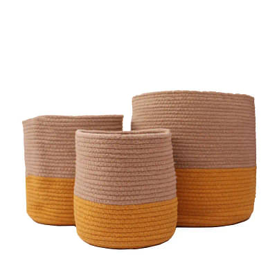 Dual Tone Jute Baskets ( Yellow) Medium image