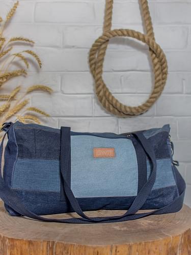 Dwij Upcycled Denim Duffle Travel Gym Bag image