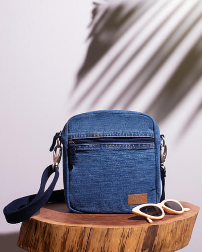 Dwij Upcycled Denim Unisex Breakfree Sling Bag image