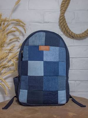 Dwij Upcycled Random Denim & Felt Travel Backpack image