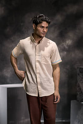 Earthpiece Ivory Ecru Handwoven Organic Kala Cotton Shirt image