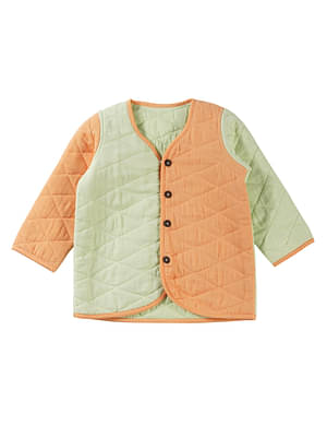 Earthy Tweens Quilted Jacket - Dual-Tone Green & Orange image