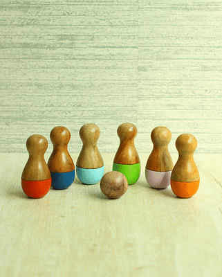 Earthy Tweens Small Wooden Pin Bowling Set image