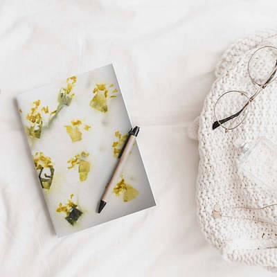 Eco-printed Handmade Journal - Marigold print image