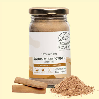 Ecotyl Pure Sandalwood Powder | Face Pack for Skin Brightening & Pore Cleansing | 100g image