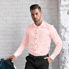 Elegant Hemp Shirt With Cutaway Collar in Light Pink