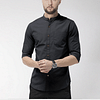 Elegant Hemp Shirt in Black With Classic Collar