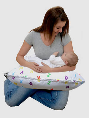 Elementary 100% Cotton Portable Nursing & Feeding Pillow Alphabets Print - Multicolour image