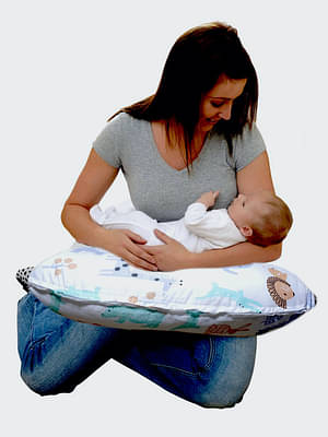 Elementary 100% Cotton Portable Nursing & Feeding Pillow Animal World Print - Multicolour image