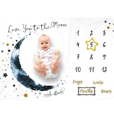 Elementary Milestone Bedsheet for New Born Baby Photo Shoot - Love you to the Moon and back image