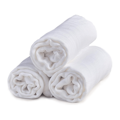 Elementary Organic Cotton Muslin Swaddle Set Of 3 For Newborn -White (112*112Cm) image