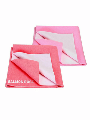 Elementary Smart Dry Waterproof Bed Protector Sheet Pack Of 2 Salmon Rose & Pink - Large image