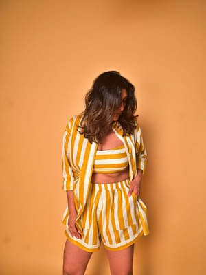 Elle Shirt-Shorts Co-Ord Set Yellow image