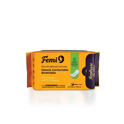 Femi9 Anion Pantyliner(Pack Of 1) | Organic Pantyliner For Daily Use | 
Anti Inflammatory Properties | Cottony Soft Liner | Mini Pads | Daily Discharge image