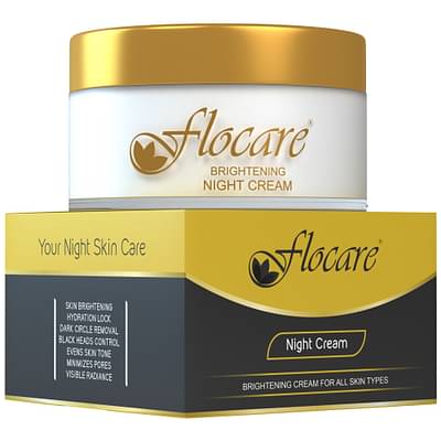 Flocare Skin Lightening Night Cream For Moisture & Reducing Uneven Skin Tone, Deep Hydration, Radiant & Glowing Skin For Women All Skin Type (50Gm) image