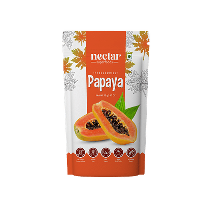 Freeze Dried Papaya Cubes By Nectar Superfoods | 20 Gram Pouch | Pack Of 1 Nos image