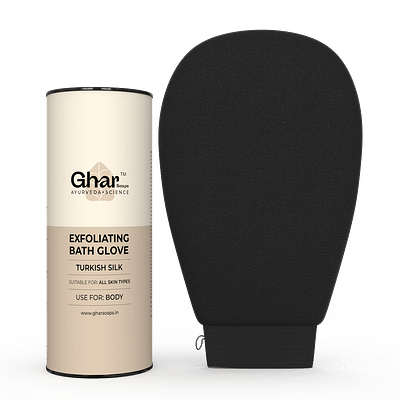Ghar Soaps Exfoliating Bath Glove For Body, Black (1 Piece) image