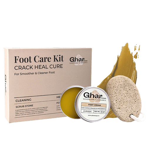 Ghar Soaps Foot Cream Kit For Cracked Heels With Scrub Stone For Women & Men(50 G) image