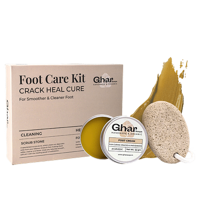 Ghar Soaps Foot Cream Kit For Cracked Heels With Scrub Stone For Women & Men(50 G) image