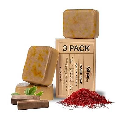 Ghar Soaps Sandal Wood And Saffron Bath Soap Bar(3 Pack) image