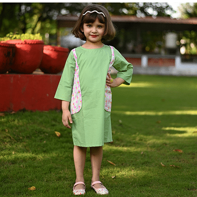 Girl'S Pista Green Dress image