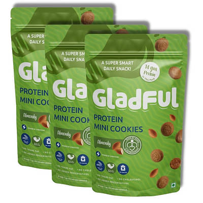 Gladful Almondy Protein Mini Cookies (Pack Of 3, 75Gm) image